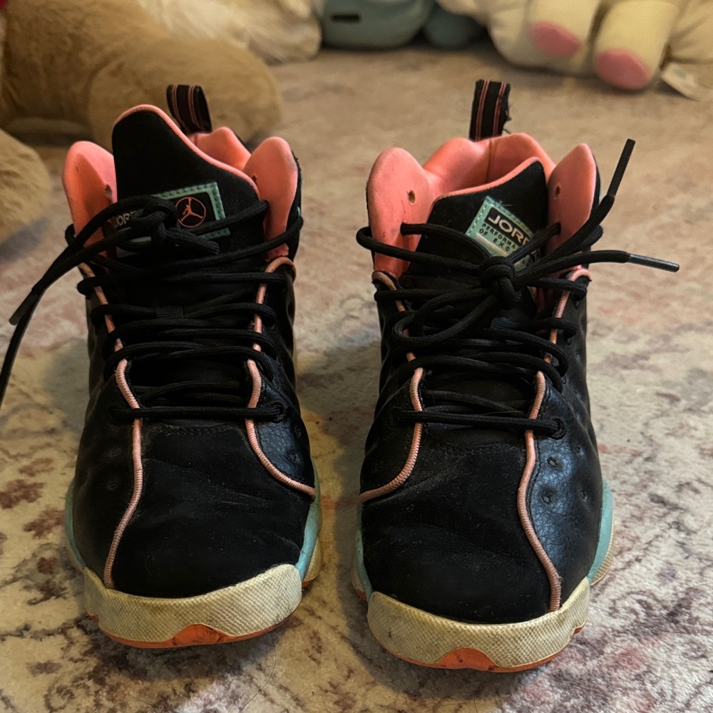 Jordan Black and Coral Sneakers